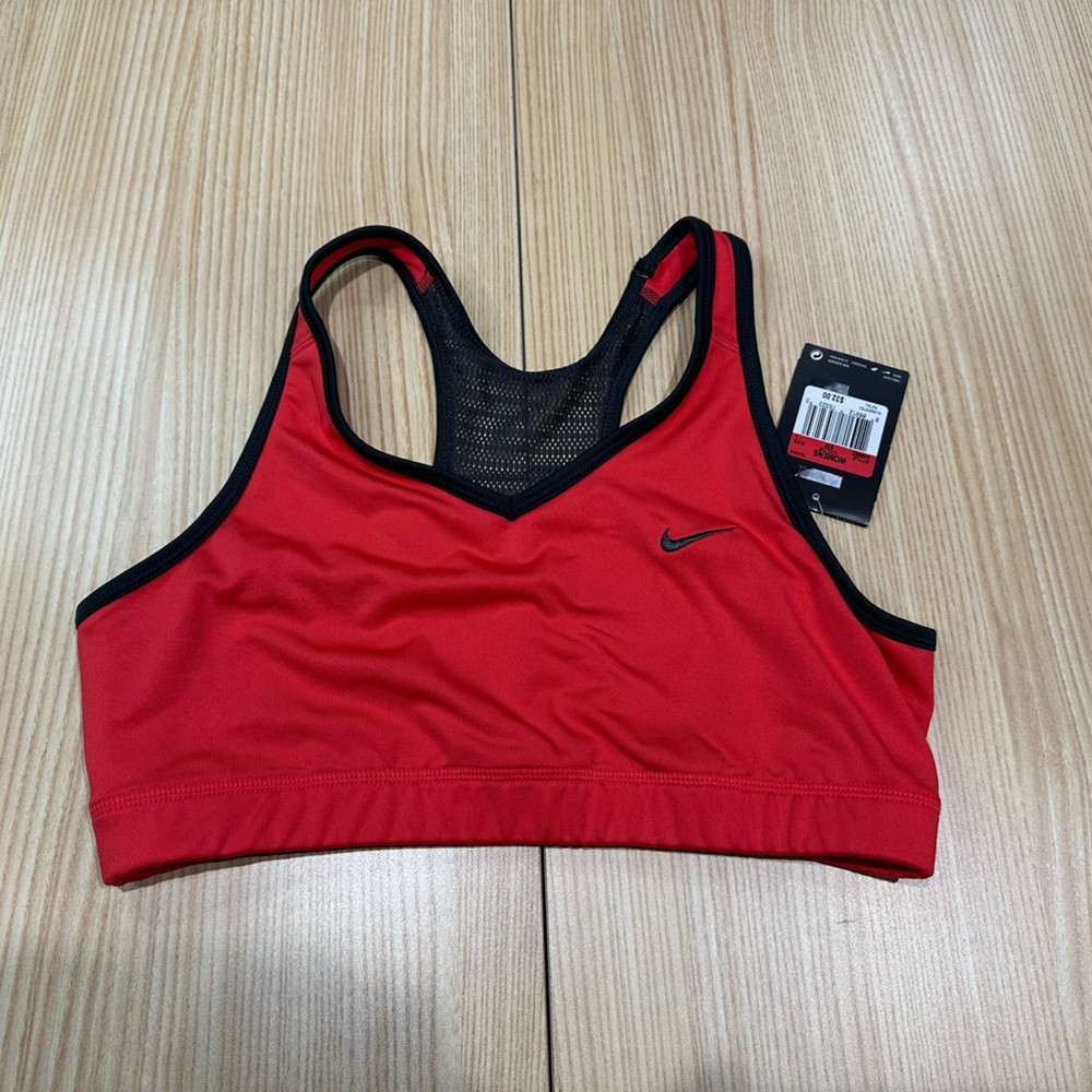 Nike Sports Bra. New With Tags. Size Large, Red and Black. Style 449982